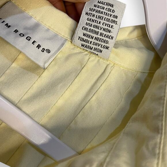 Kim Rogers 3/4 Sleeve Collared Button-Up Shirt Womens Medium Yellow Modest Top - Picture 6 of 8